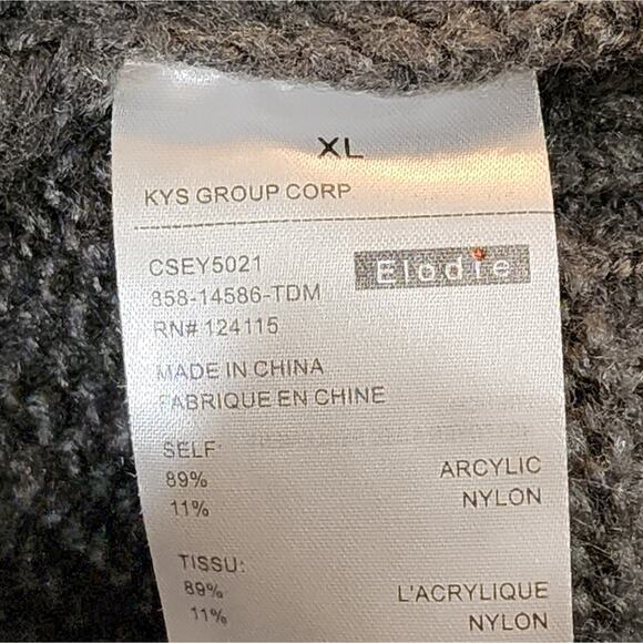 ELODIE Grey cable knit lantern sleeve sweater size XL - Picture 5 of 6